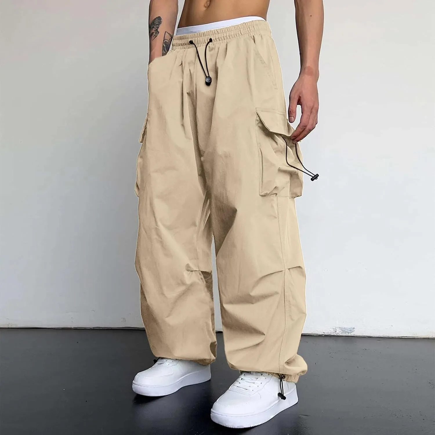 Mens Cargo Pants Casual Baggy Joggers Athletic Parachute Pant Loose Fit Sweatpants with Pockets Y2K Streetwear