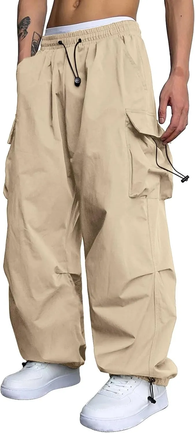 Mens Cargo Pants Casual Baggy Joggers Athletic Parachute Pant Loose Fit Sweatpants with Pockets Y2K Streetwear