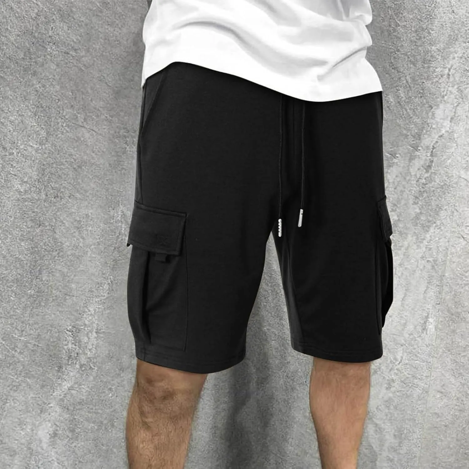 Men's Cargo Shorts Athletic Workout Gym Shorts Quick Dry Lightweight Drawstring Running Activewear with Pockets