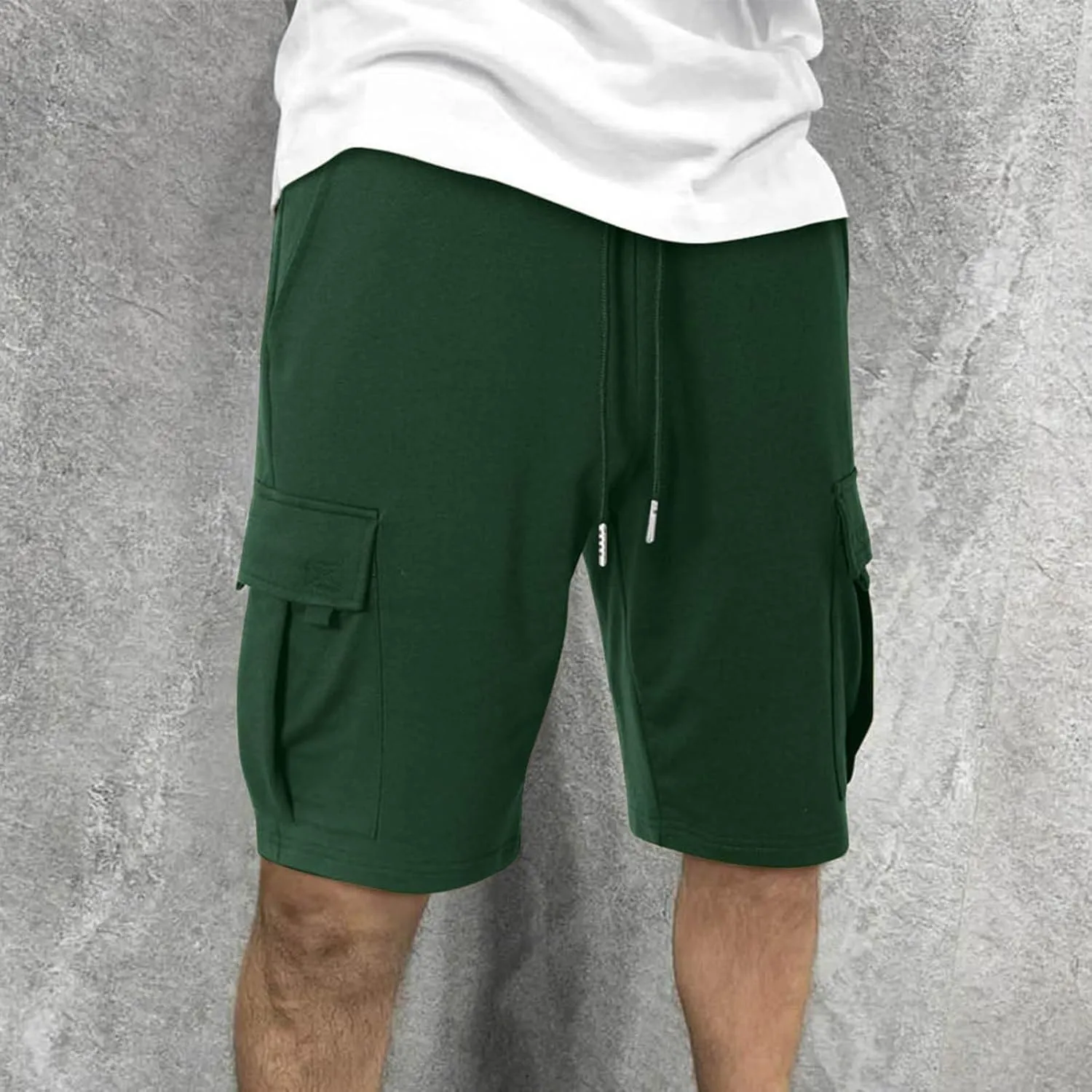 Men's Cargo Shorts Athletic Workout Gym Shorts Quick Dry Lightweight Drawstring Running Activewear with Pockets