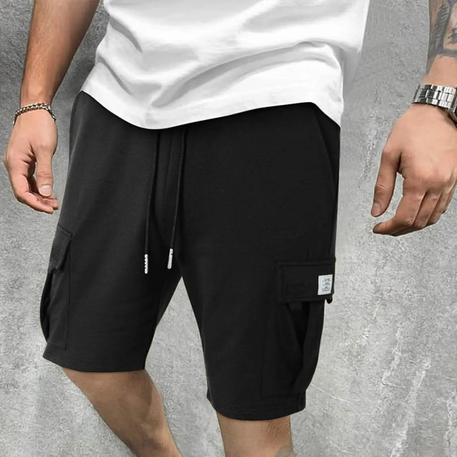 Men's Cargo Shorts Athletic Workout Gym Shorts Quick Dry Lightweight Drawstring Running Activewear with Pockets