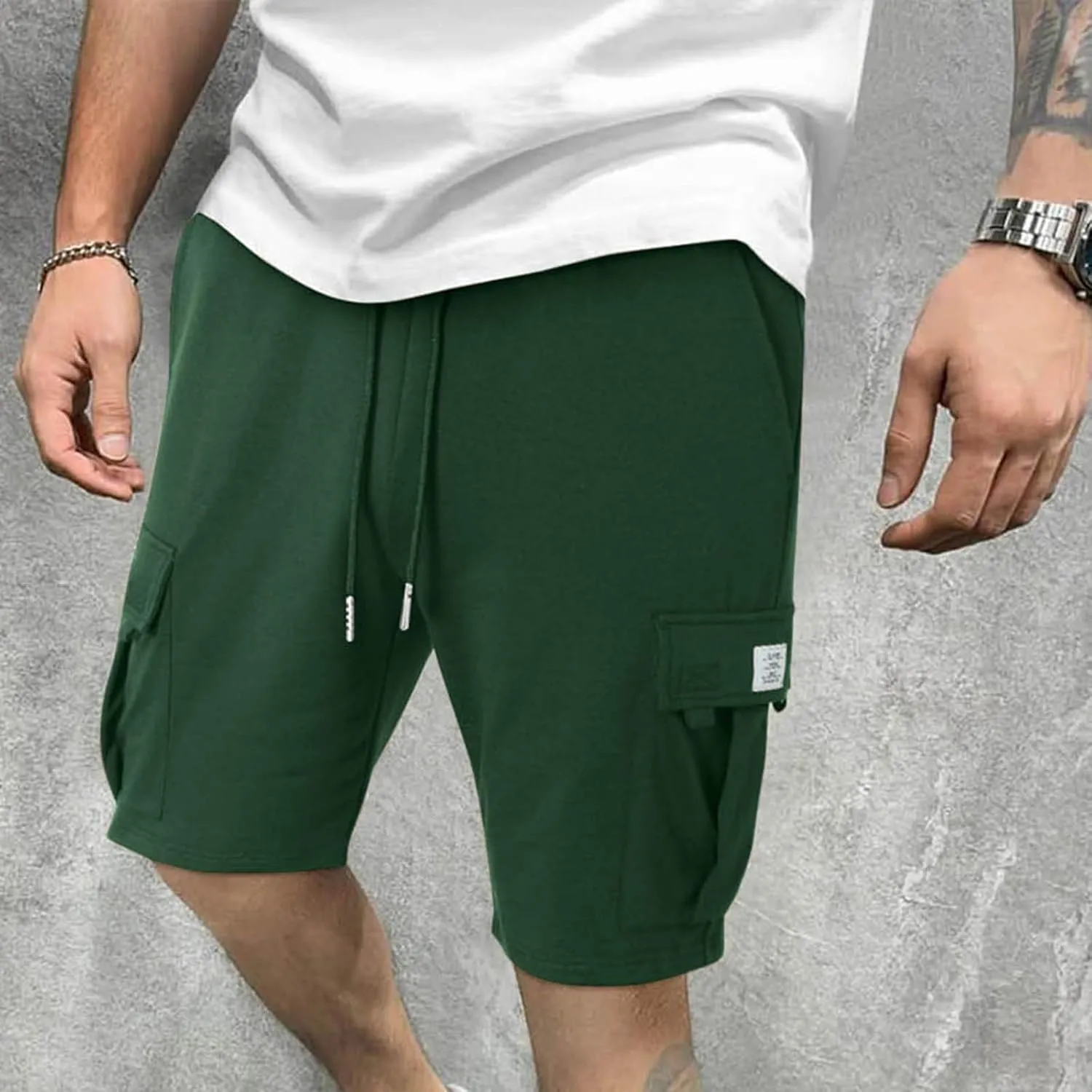 Men's Cargo Shorts Athletic Workout Gym Shorts Quick Dry Lightweight Drawstring Running Activewear with Pockets
