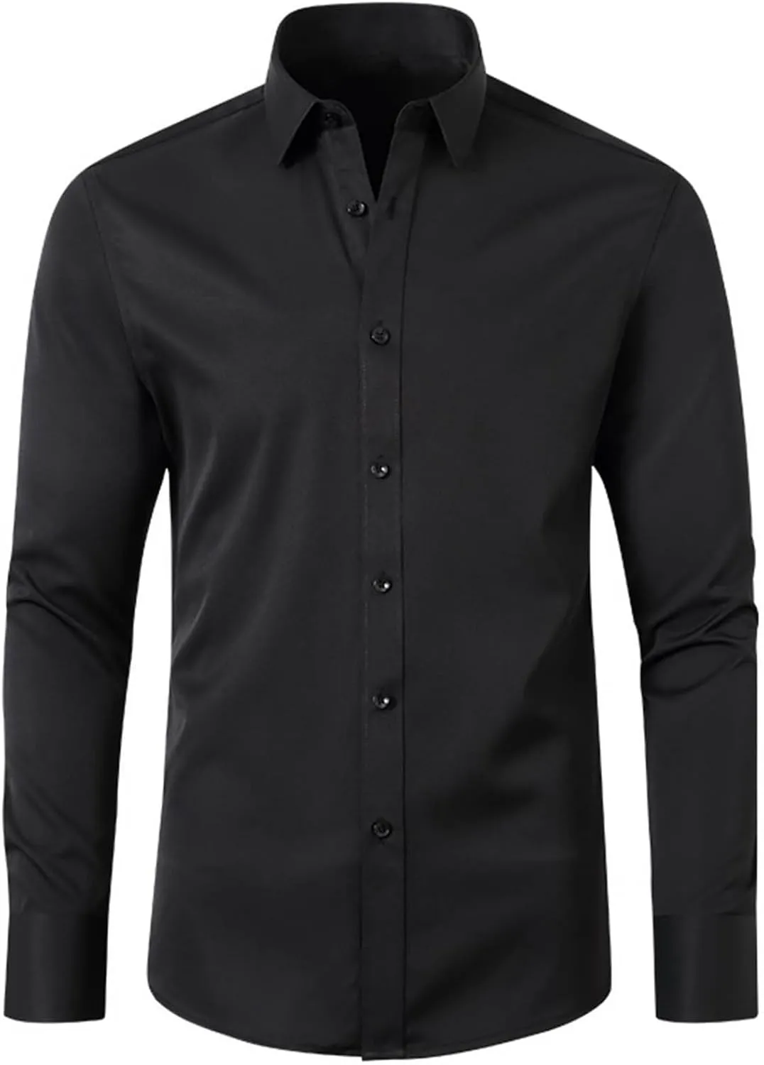 Men's Dress Shirts Solid Long Sleeve Stretch Wrinkle-Free Formal Shirt Business Classic Fit Casual Button Down Shirts