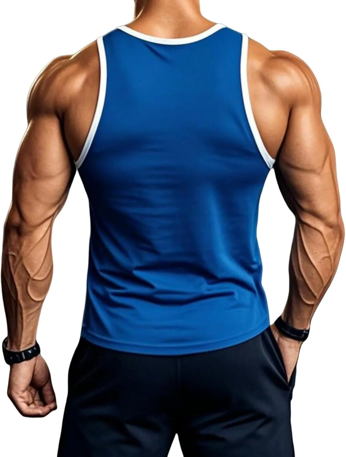 Mens Gym Muscle Tank Tops Low Cut Sleeveless Basketball Undershirt Lightweight Quick Dry Workout T-Shirts for Running