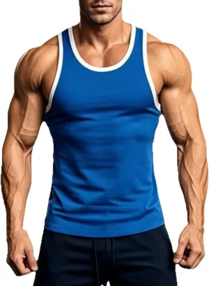 Mens Gym Muscle Tank Tops Low Cut Sleeveless Basketball Undershirt Lightweight Quick Dry Workout T-Shirts for Running
