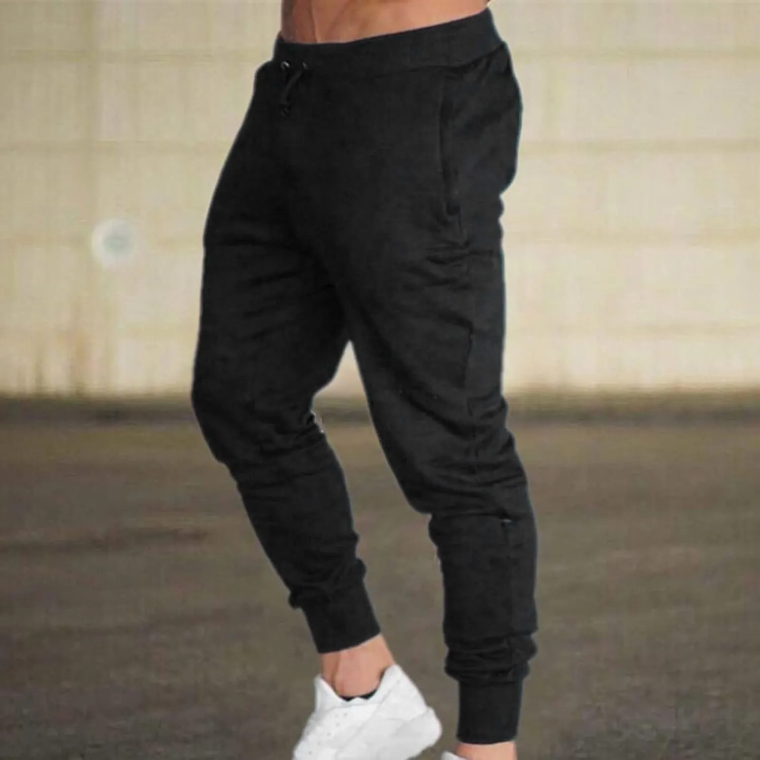 Men's Jogger Sweatpants Elastic Waist Drawstring Athletic Pants Tapered Track Pants with Pockets for Soccer Running Workout
