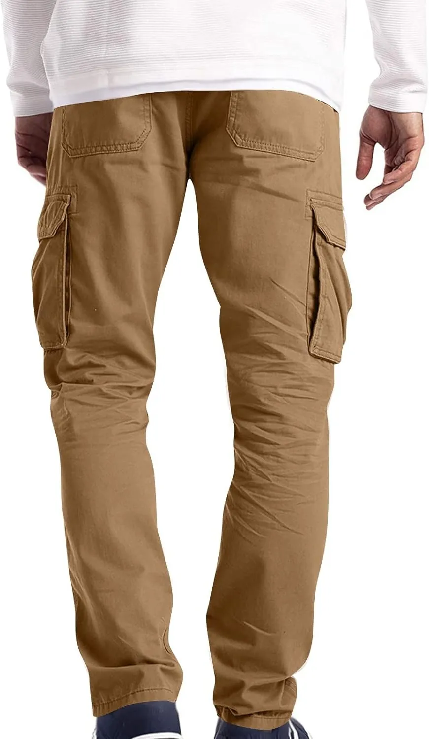 Men's Military Cargo Pants Solid Color Combat Pant Regular Fit Straight Leg Sweatpant Outdoor Stretch Golf Sweatpants