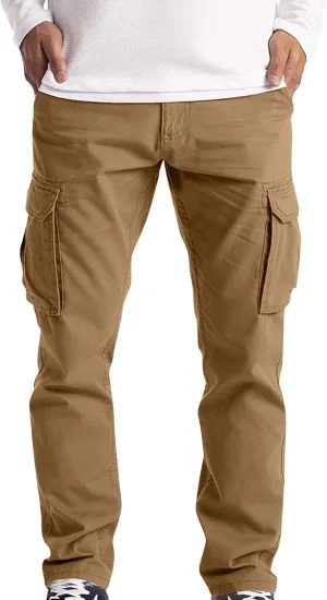 Men's Military Cargo Pants Solid Color Combat Pant Regular Fit Straight Leg Sweatpant Outdoor Stretch Golf Sweatpants