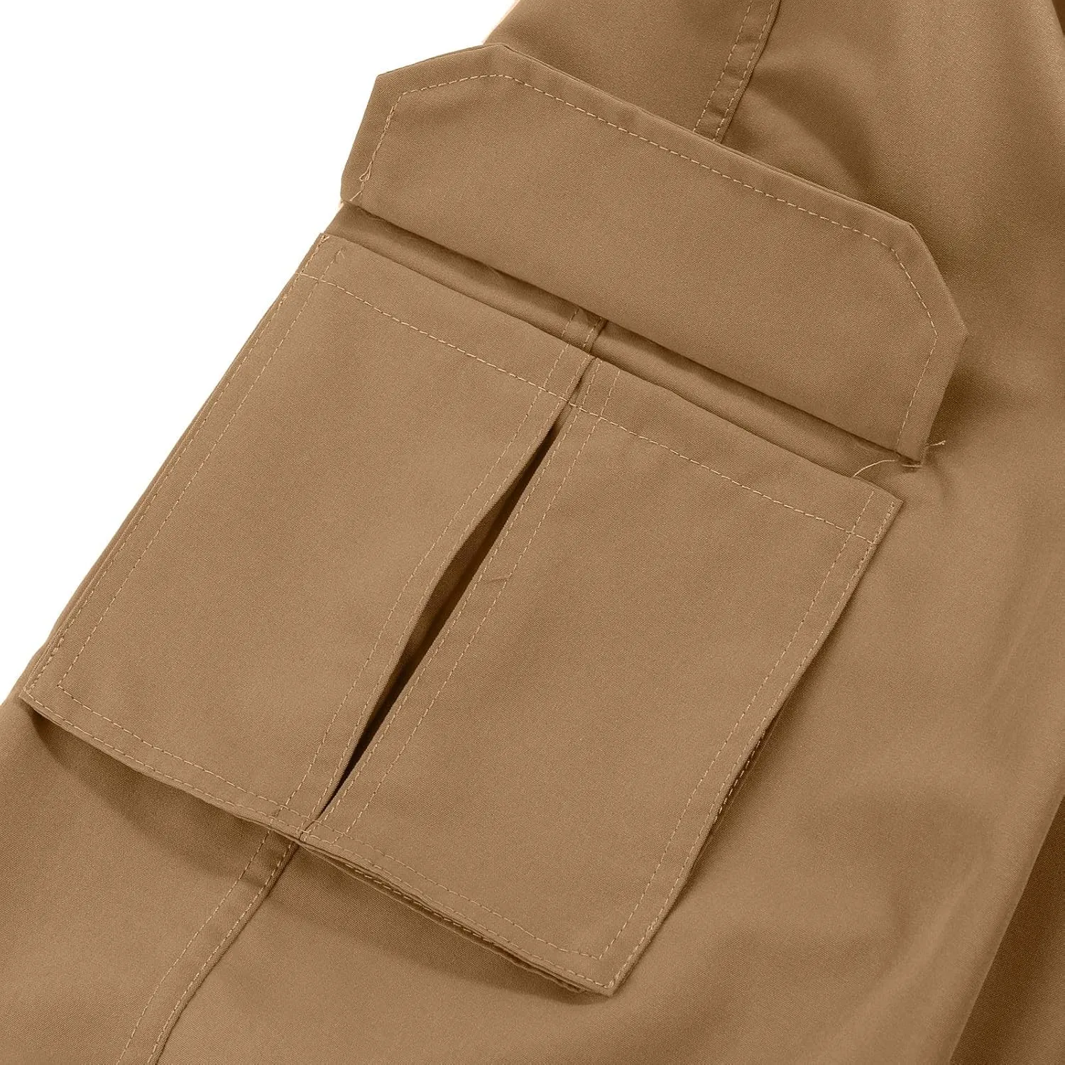 Men's Military Cargo Pants Solid Color Combat Pant Regular Fit Straight Leg Sweatpant Outdoor Stretch Golf Sweatpants