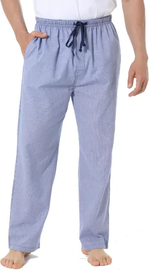 Mens Pajama Pants 100% Cotton Plaid Sleep & Lounge Pants, PJ Bottoms with Pockets and Button Fly