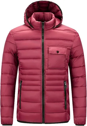 Mens Puffer Jackets Winter Hooded Coats Thicken Warm Overcoats Quilted Down Jacket Zipper Parka Coat Trendy Outerwear