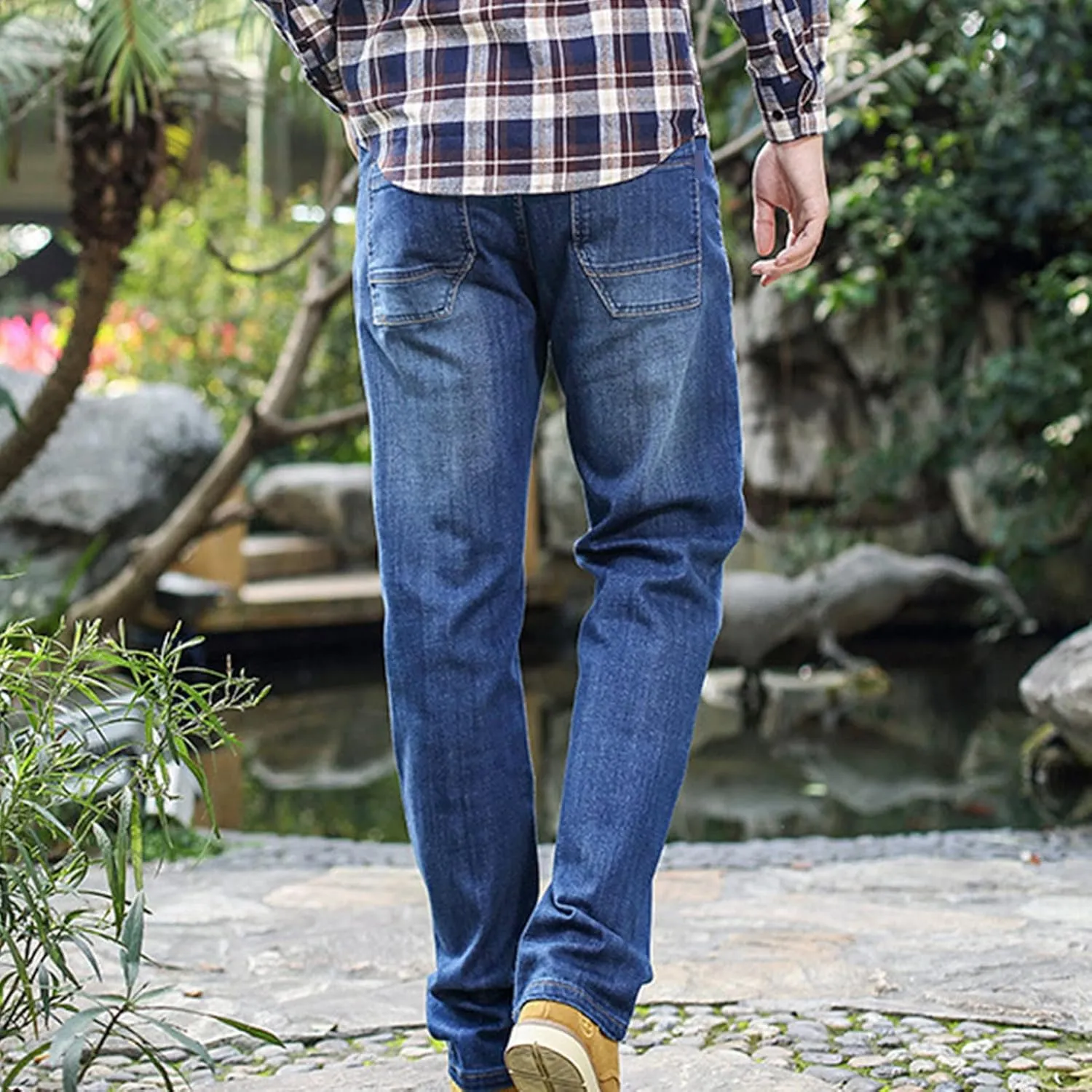 Men's Regular Fit Vintage Jeans Straight Multi Pockets Cargo Denim Pants Casual Zipper Pocket Moto Biker Jean