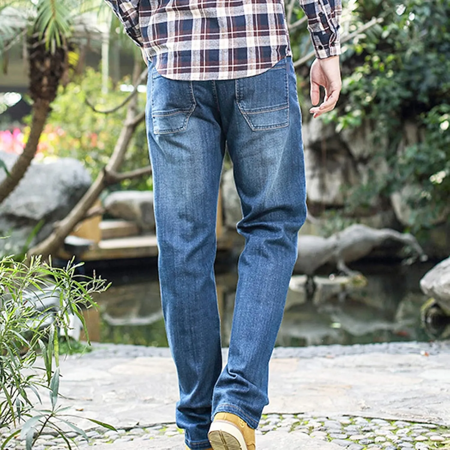 Men's Regular Fit Vintage Jeans Straight Multi Pockets Cargo Denim Pants Casual Zipper Pocket Moto Biker Jean
