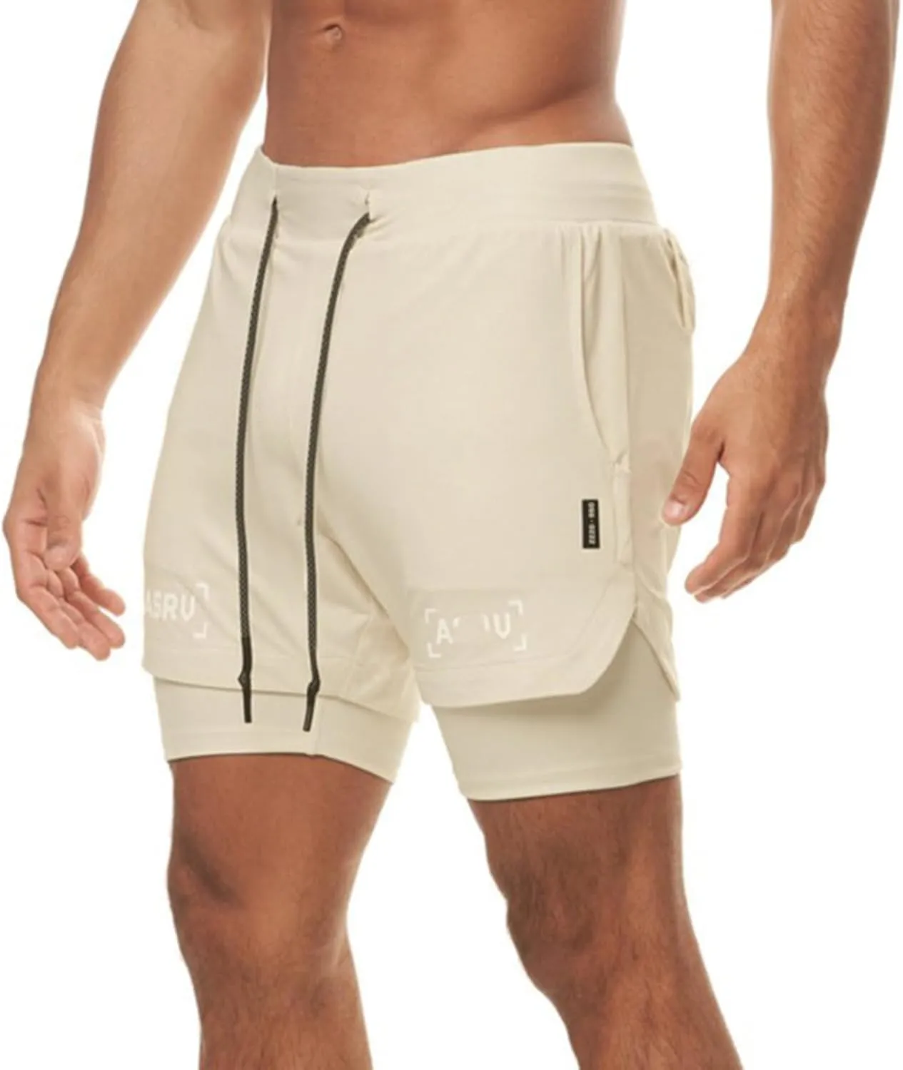 Men's Running Shorts 2 in 1 Workout Shorts Quick Dry Gym Training Athletic Jogger with Phone Pockets