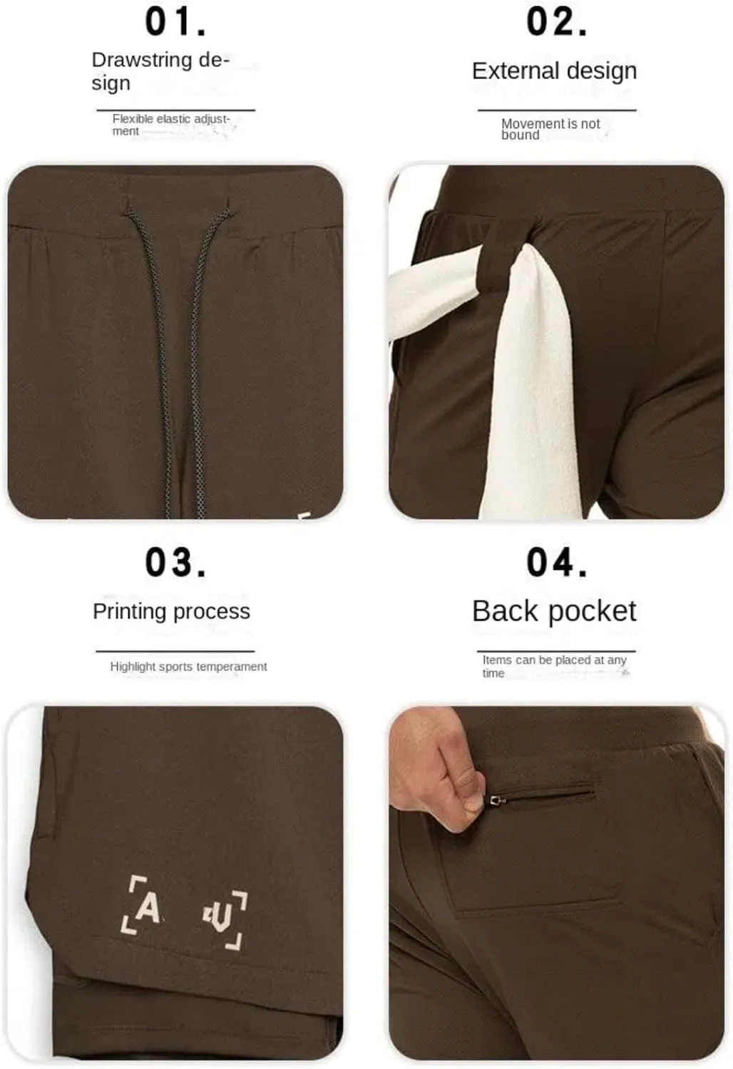 Men's Running Shorts 2 in 1 Workout Shorts Quick Dry Gym Training Athletic Jogger with Phone Pockets