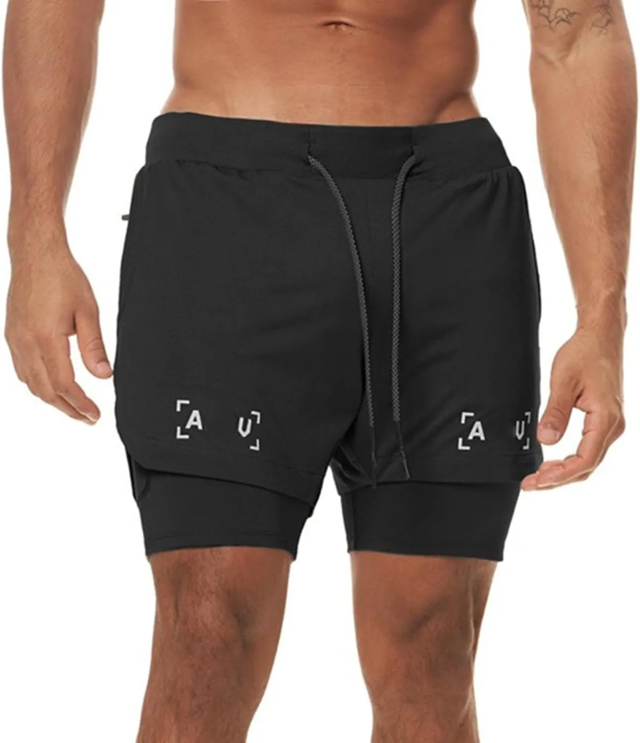 Men's Running Shorts 2 in 1 Workout Shorts Quick Dry Gym Training Athletic Jogger with Phone Pockets
