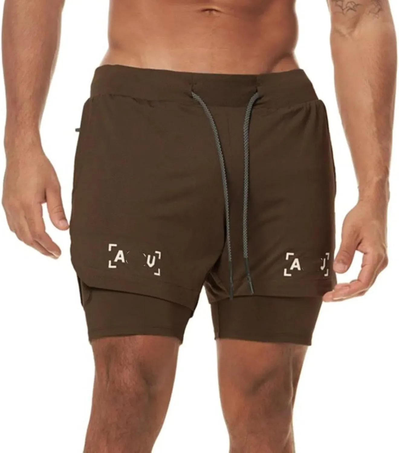 Men's Running Shorts 2 in 1 Workout Shorts Quick Dry Gym Training Athletic Jogger with Phone Pockets