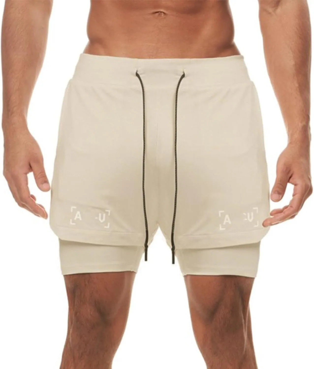Men's Running Shorts 2 in 1 Workout Shorts Quick Dry Gym Training Athletic Jogger with Phone Pockets
