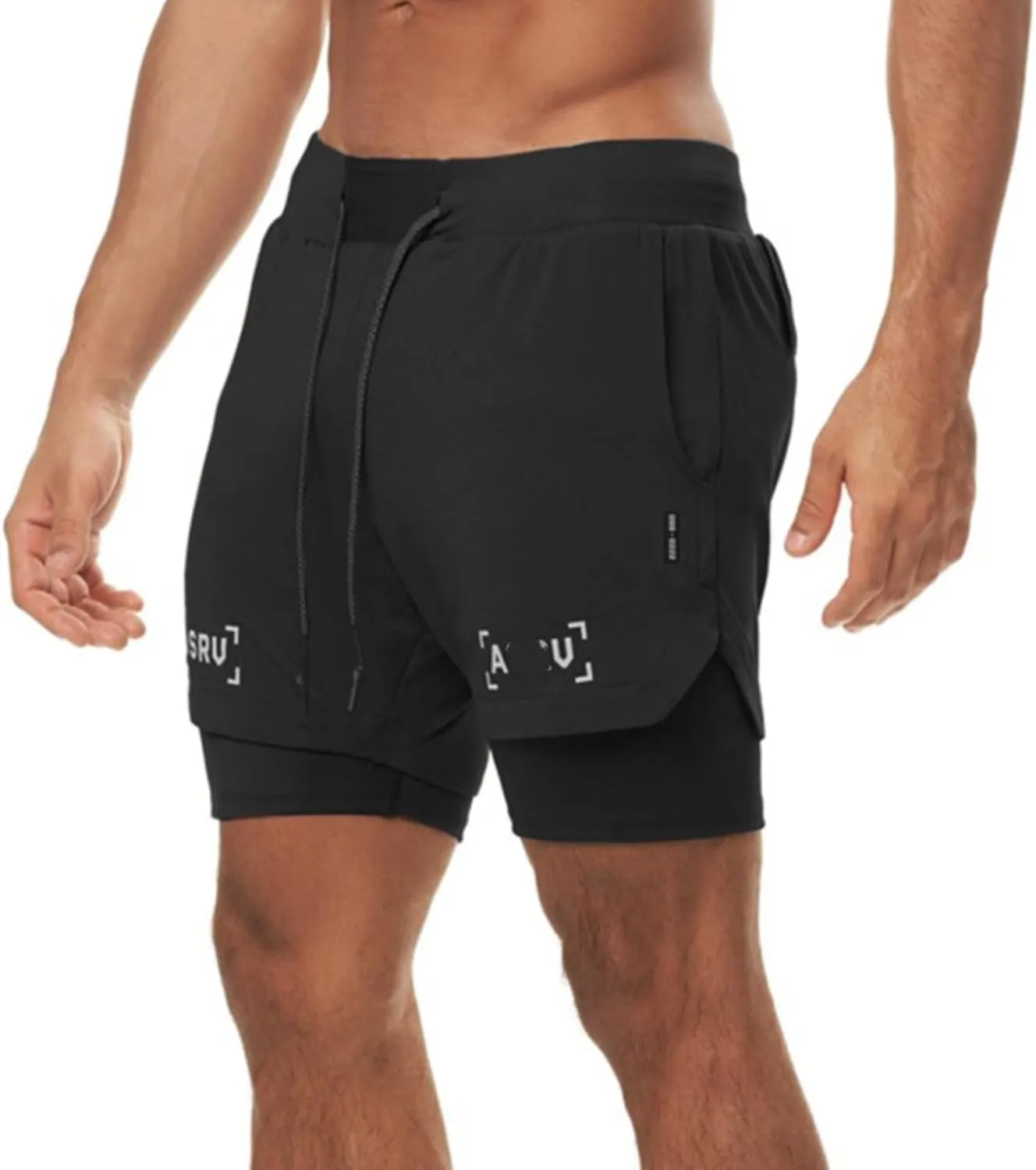 Men's Running Shorts 2 in 1 Workout Shorts Quick Dry Gym Training Athletic Jogger with Phone Pockets