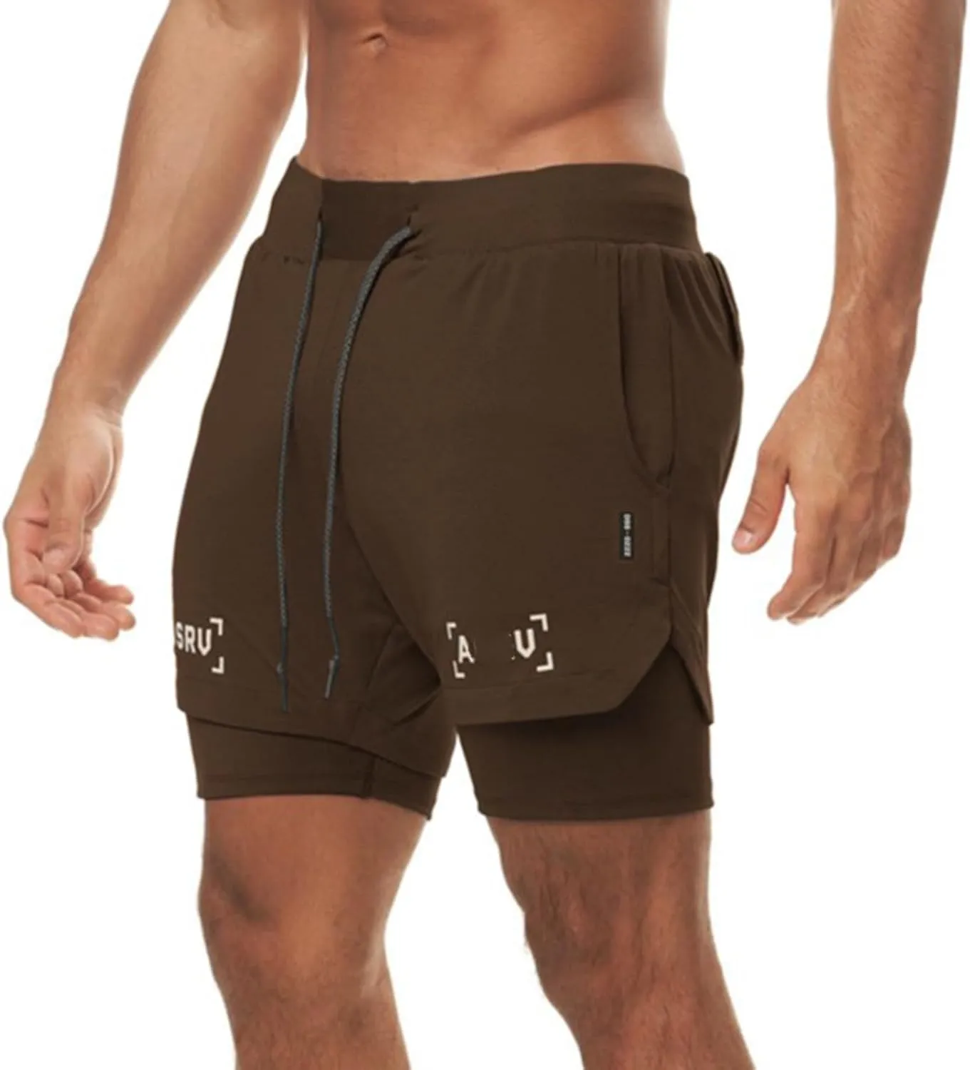 Men's Running Shorts 2 in 1 Workout Shorts Quick Dry Gym Training Athletic Jogger with Phone Pockets
