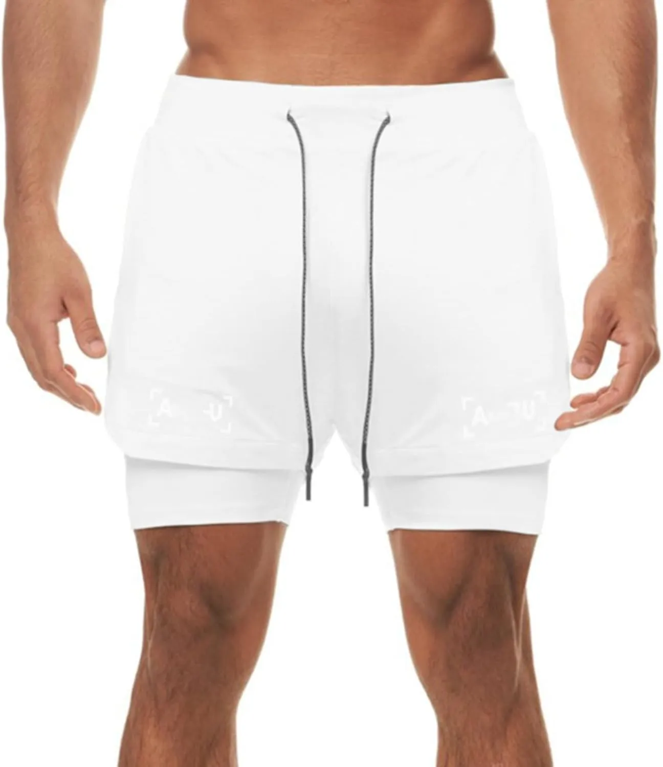Men's Running Shorts 2 in 1 Workout Shorts Quick Dry Gym Training Athletic Jogger with Phone Pockets