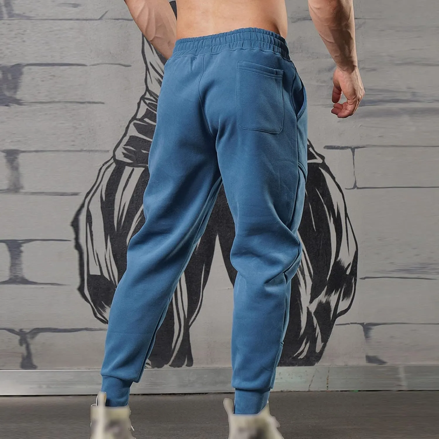 Mens Sweatpants with Pockets Big and Tall Casual Wide Leg Drawstring Open Bottom Sweat Pants Lounge Pants Cargo Pants