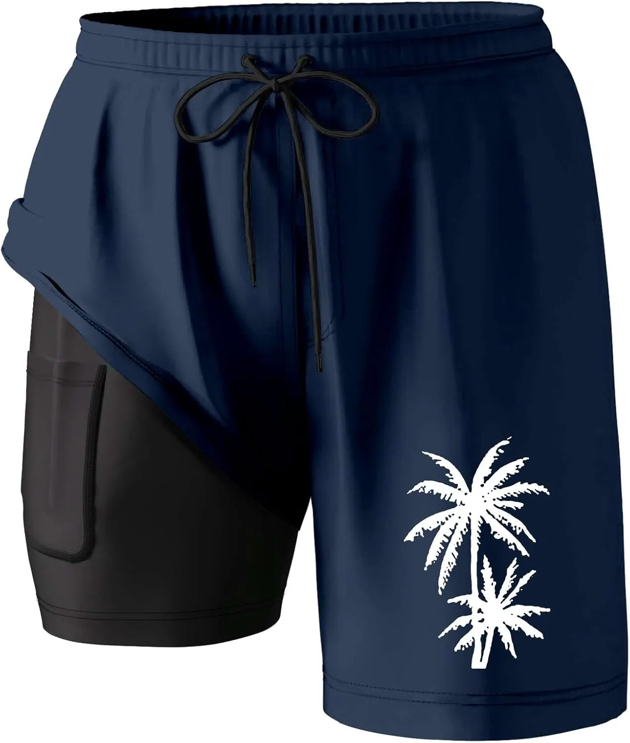 Men's Swim Trunks 7 Inch with Compression Liner 2 in 1 Shorts Stretch Quick Dry Bathing Suits Pockets