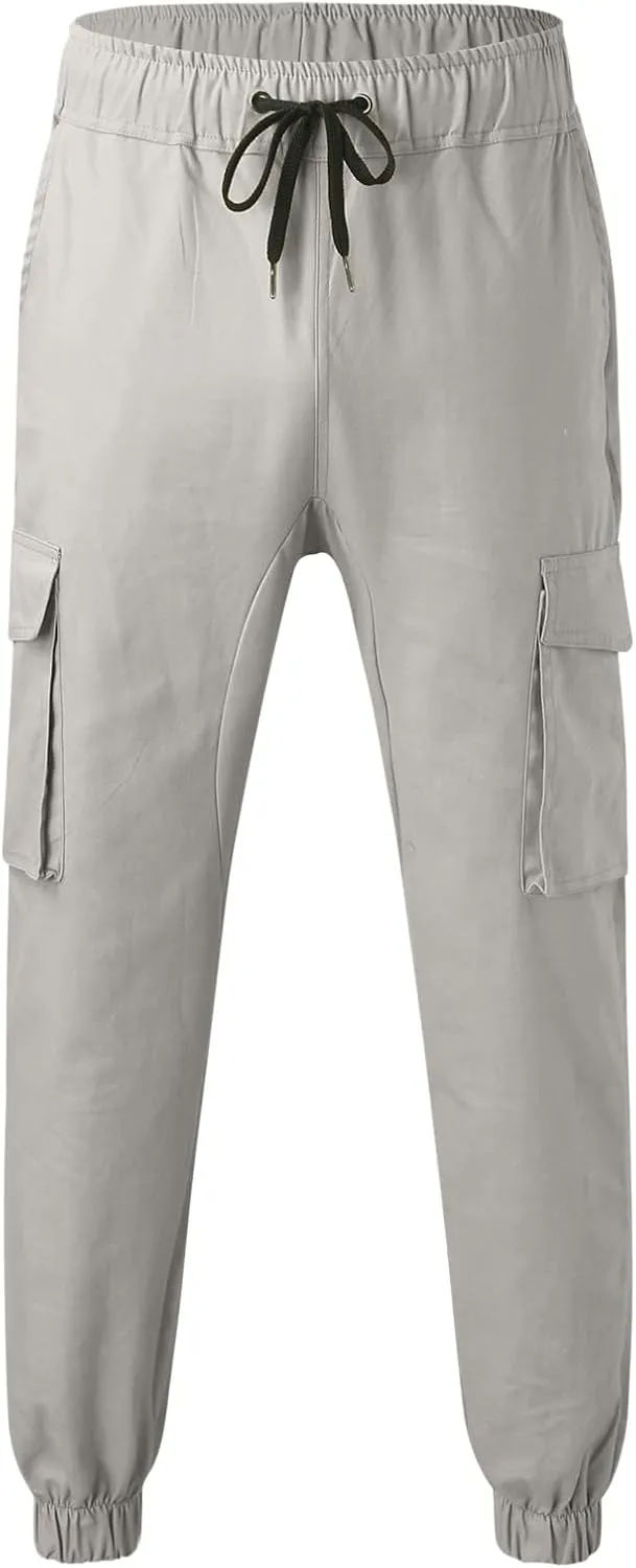 Mens Workout Cargo Sweatpants Drawstring Sports Jogger for Men Workout Sport Work Hiking Pants Men's Athletic Trouser