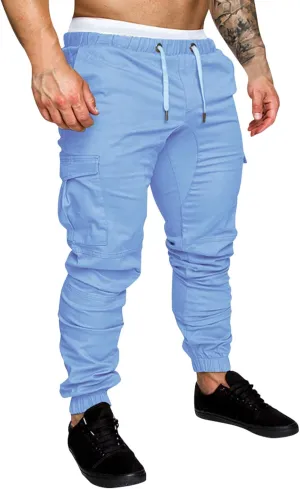Mens Workout Cargo Sweatpants Mens Cargo Pants Casual Drawstring Athletic Jogger Sports Outdoor Trousers Mens Active