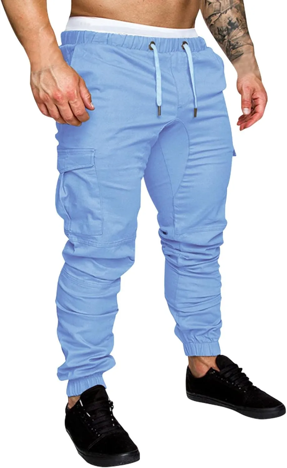 Mens Workout Cargo Sweatpants Mens Cargo Pants Casual Drawstring Athletic Jogger Sports Outdoor Trousers Mens Active