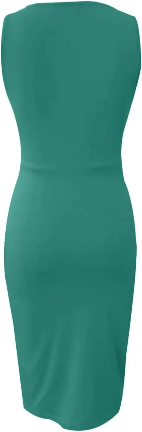 midelxp Cocktail Dresses for Women Elegant Ruched Wrap V Neck Bodycon Dresses Summer Tank Dresses for Wedding Guest 2024