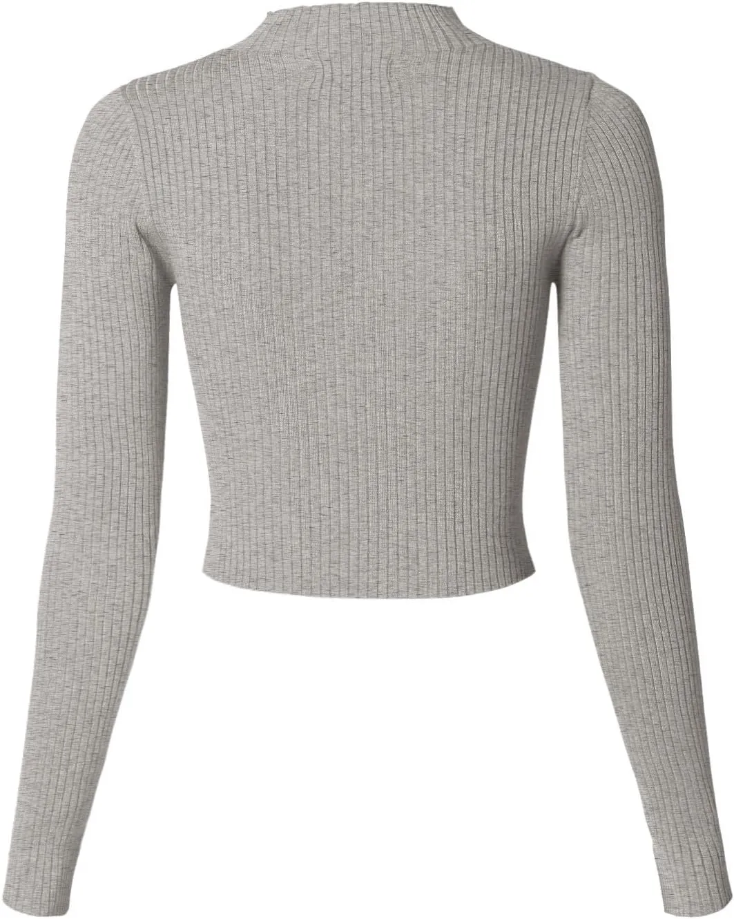 MixMatchy Women's Basic Long Sleeve Mock Neck Ribbed Sweater Fitted Crop Knit Pullover Tops
