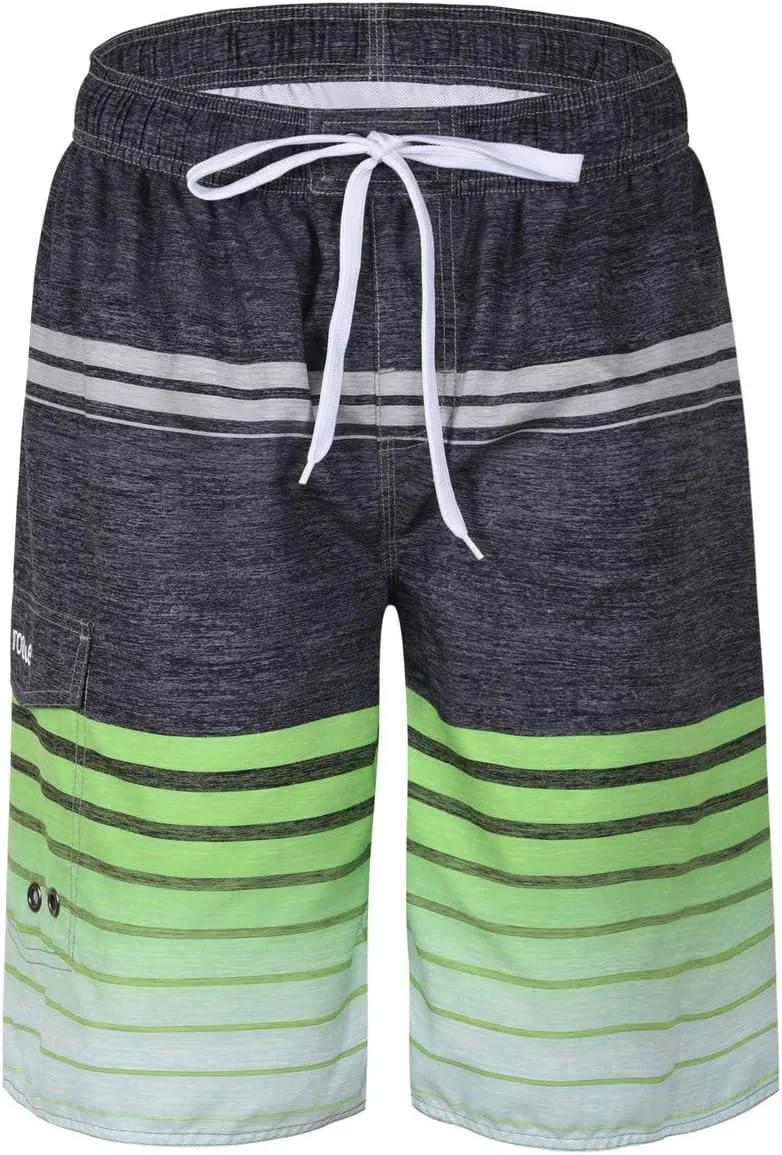 Nonwe Men's Beachwear Summer Holiday Swim Trunks Quick Dry Striped