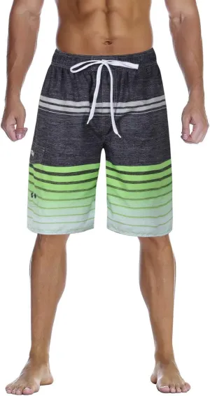 Nonwe Men's Beachwear Summer Holiday Swim Trunks Quick Dry Striped