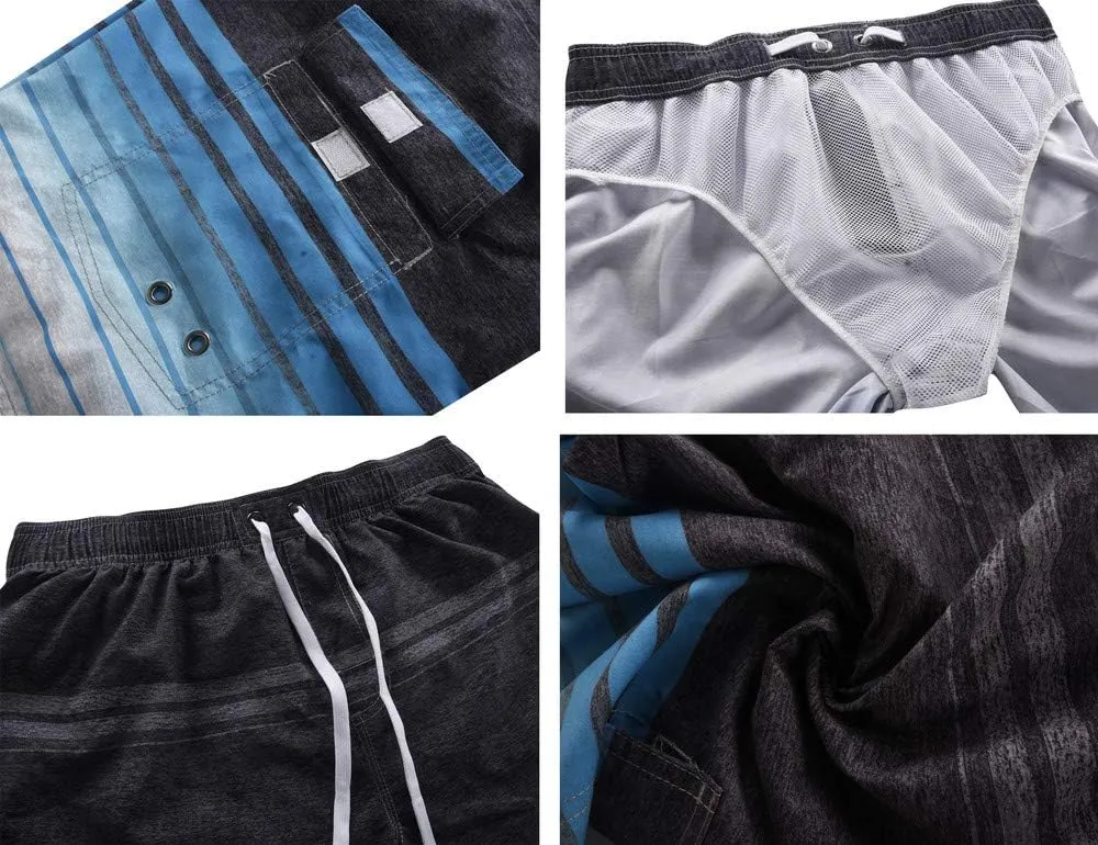 Nonwe Men's Beachwear Summer Holiday Swim Trunks Quick Dry Striped