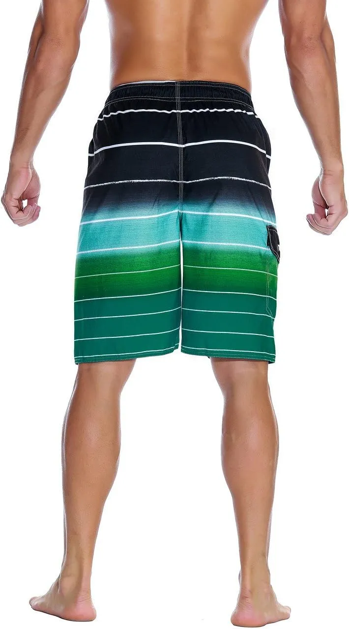 Nonwe Men's Beachwear Summer Holiday Swim Trunks Quick Dry Striped