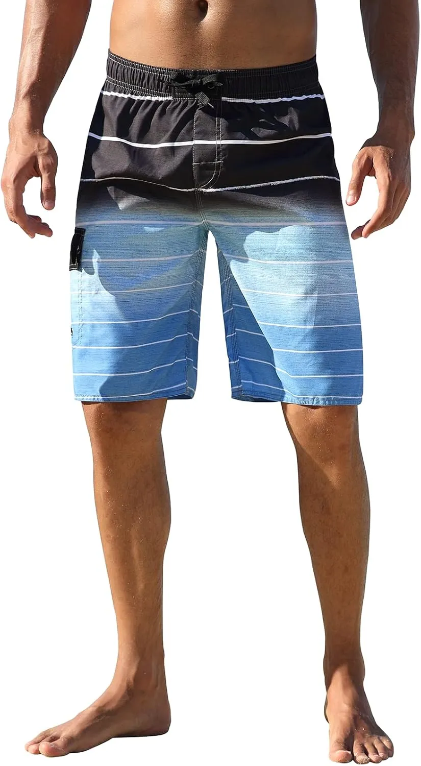 Nonwe Men's Beachwear Summer Holiday Swim Trunks Quick Dry Striped