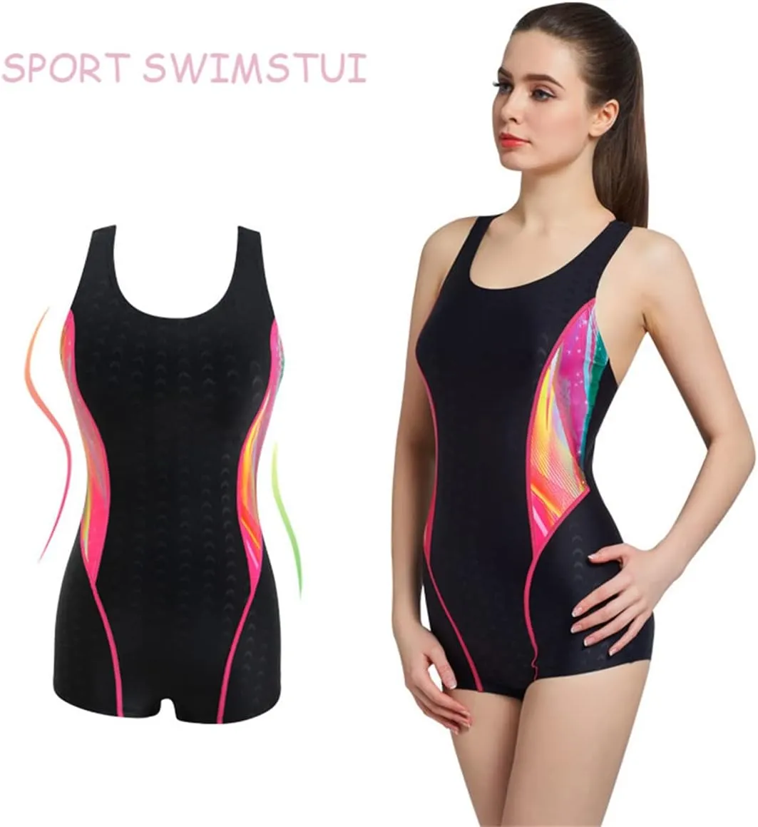 One-Piece Backless Training Sport Boyleg Bathing Suits Women Tummy Control Competitive Athletic Racerback Lap Swimsuit