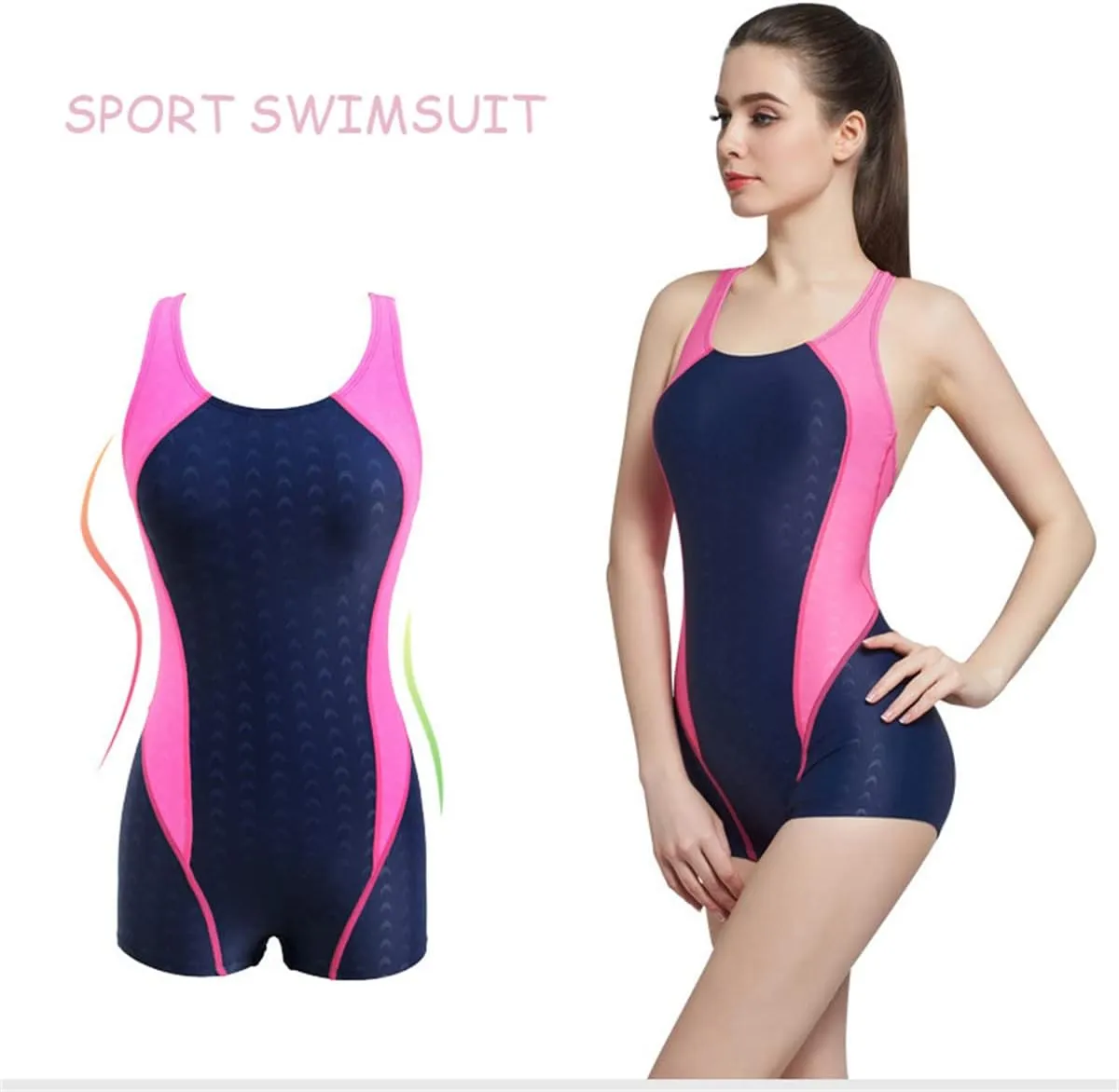 One-Piece Backless Training Sport Boyleg Bathing Suits Women Tummy Control Competitive Athletic Racerback Lap Swimsuit