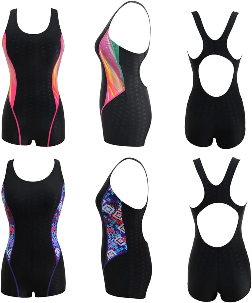 One-Piece Backless Training Sport Boyleg Bathing Suits Women Tummy Control Competitive Athletic Racerback Lap Swimsuit