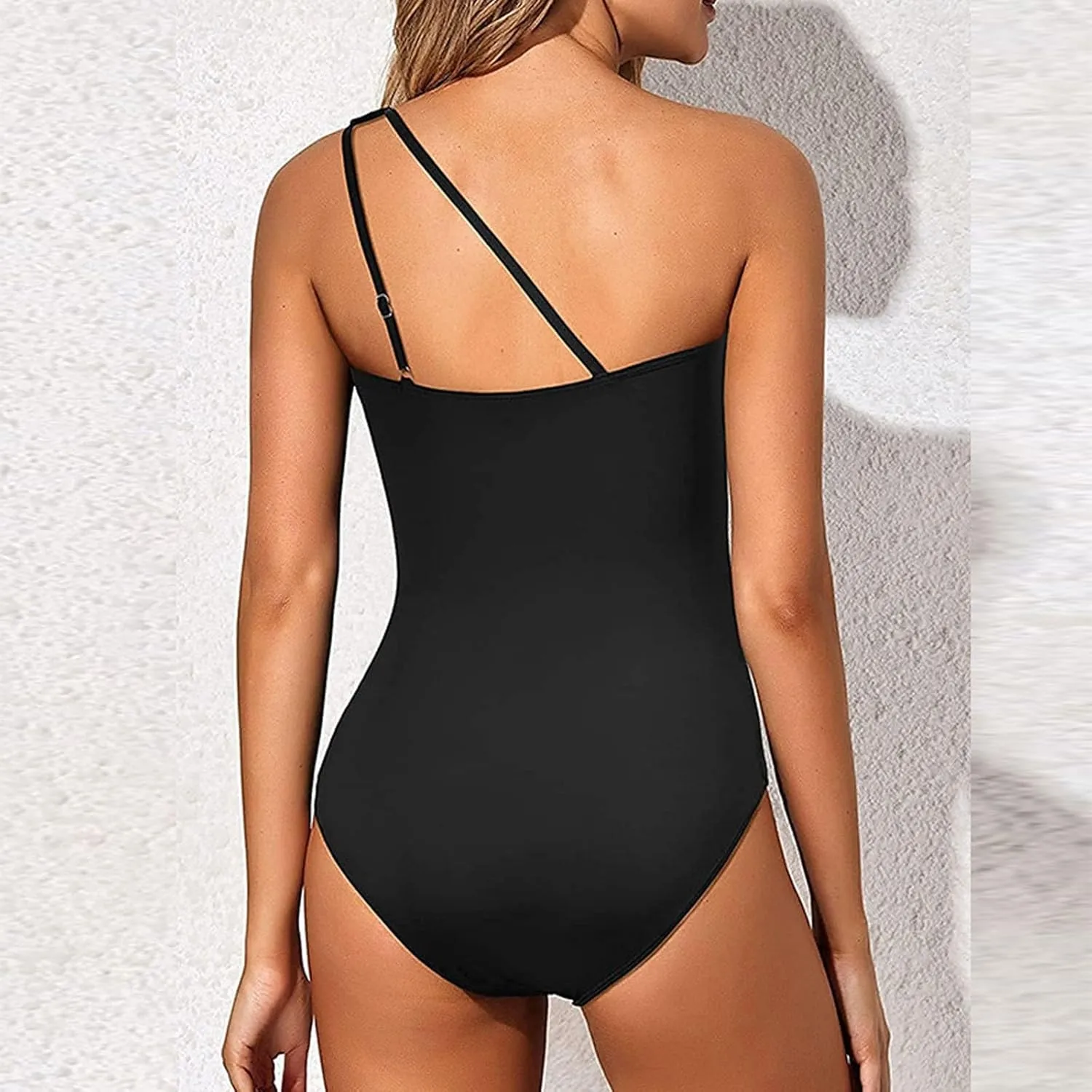 One Shoulder One Piece Swimsuit for Women Tummy Control Bathing Suits Modest Full Coverage Slimming Keyhole Backless Swimwear