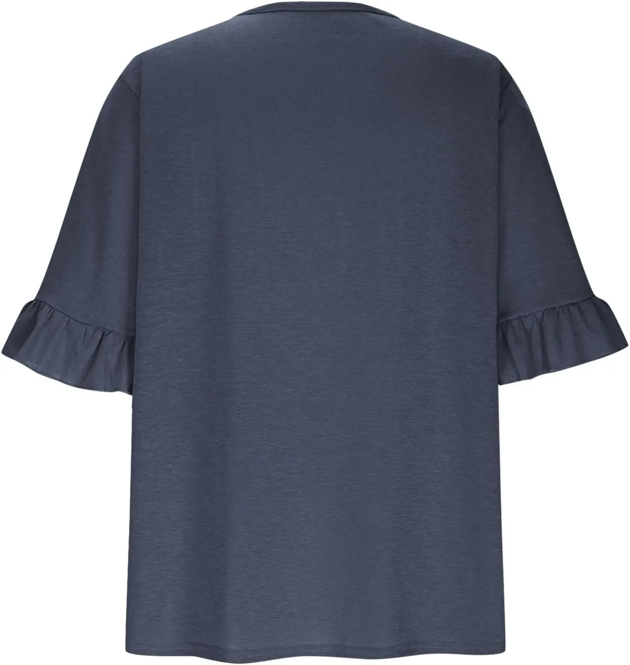 Oplxuo Womens Button Down Shirts Ruffle Short Sleeve V-Neck Pleated Front Tunic Tops Dressy Casual Work Blouses