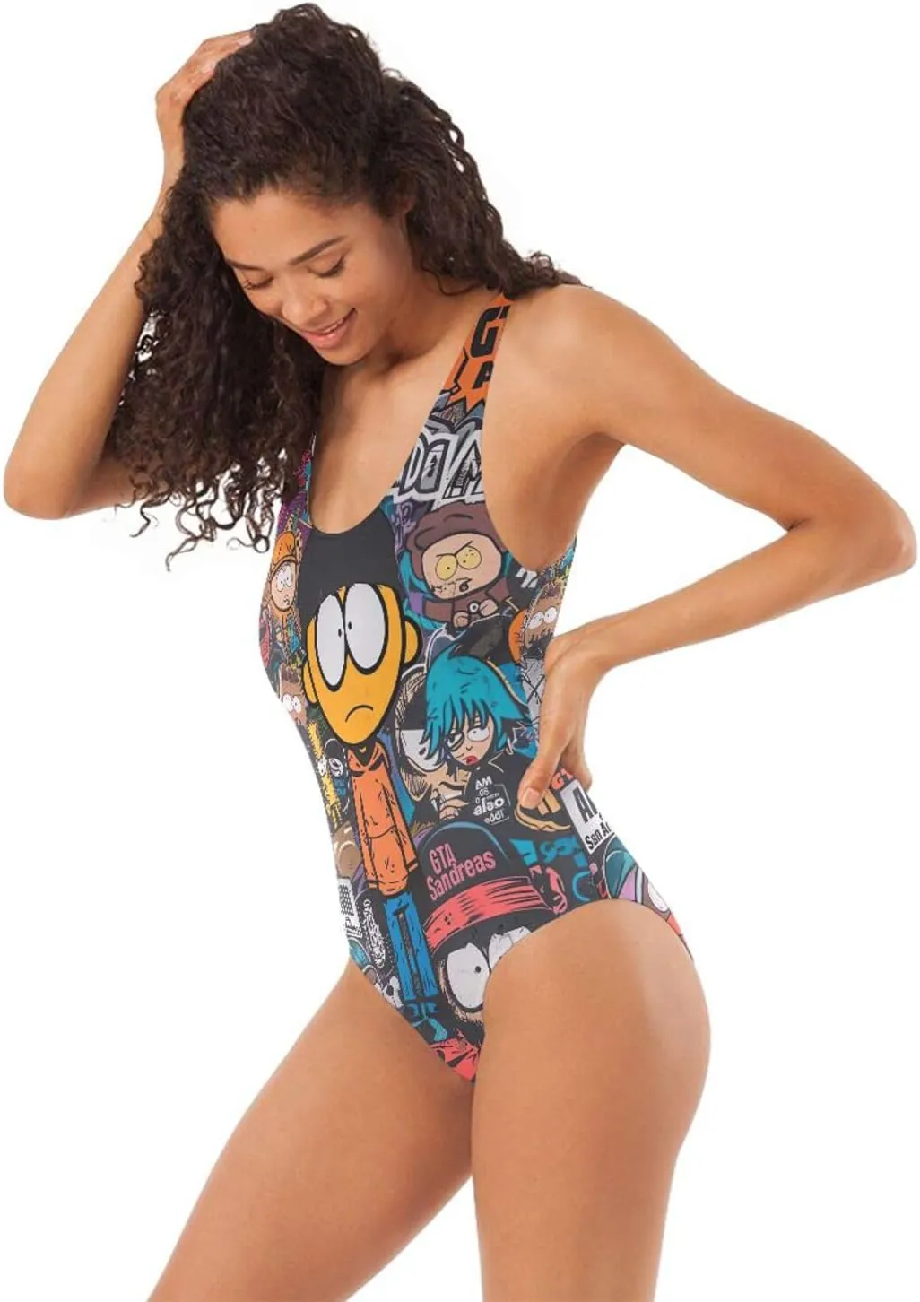 Orange Cat Sunset Low Back One-Piece, One-Piece Swimsuit with Padding Swim Suits for Women