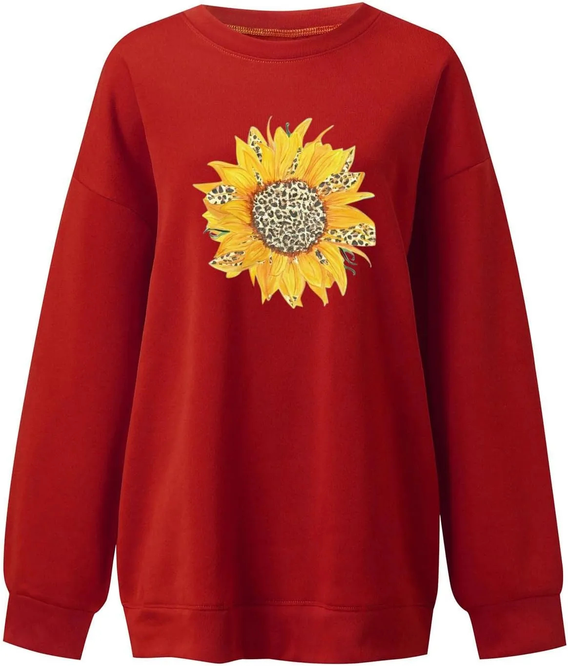 Oversized Sweatshirt for Women Crewneck Pullover Print Graphic Y2k Long Sleeve Top Fleece Jersey E-Girl Drop Shoulder Grunge