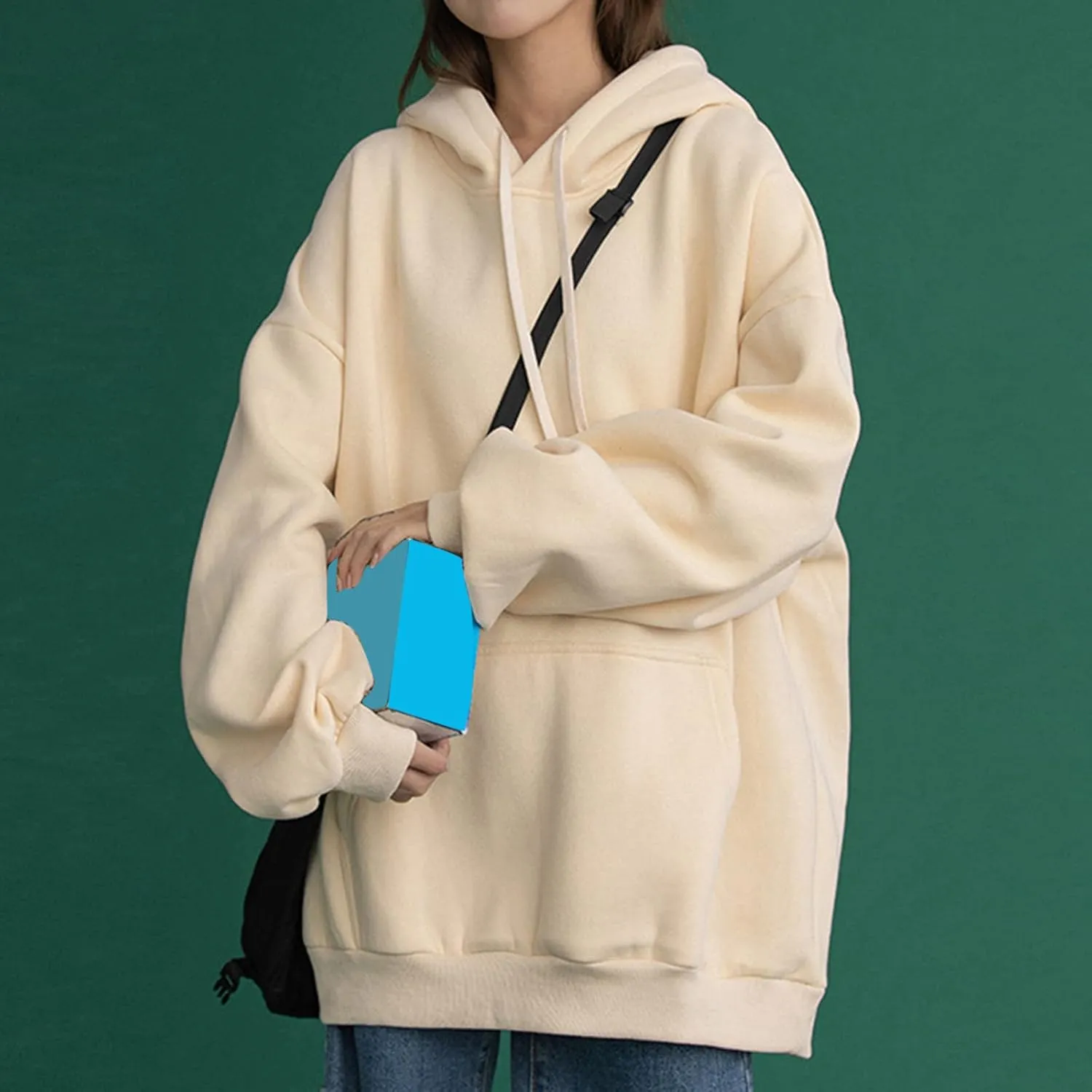 Oversized Sweatshirts for Women Loose Fit Casual Pocket Pullover Hoodies Long Sleeve String Solid Activewear Sweater
