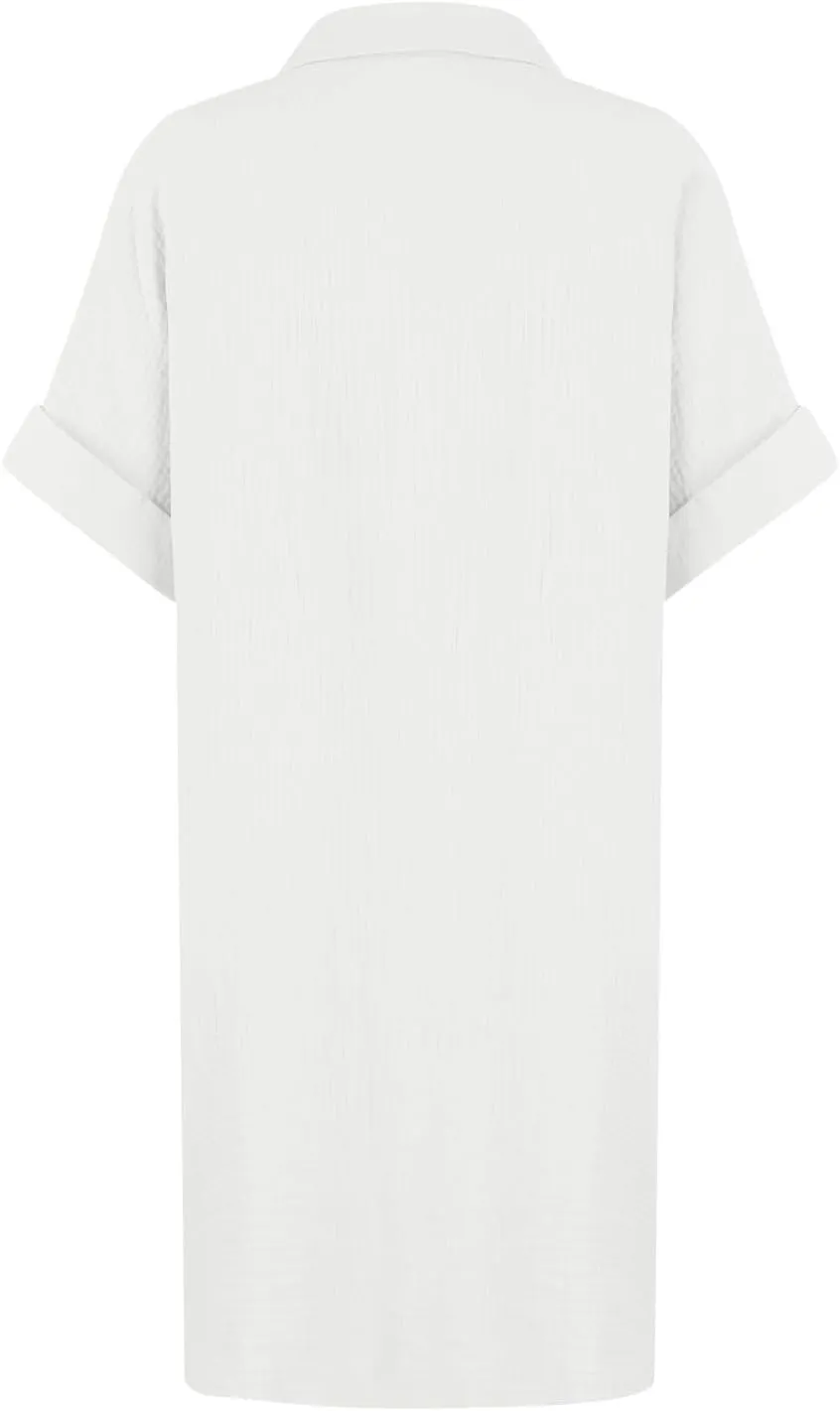 Palaver Summer Dresses for Women 2025 Casual Button Down Short Sleeve Tshirt Dress Boho Vacation Midi Dresses with Pockets