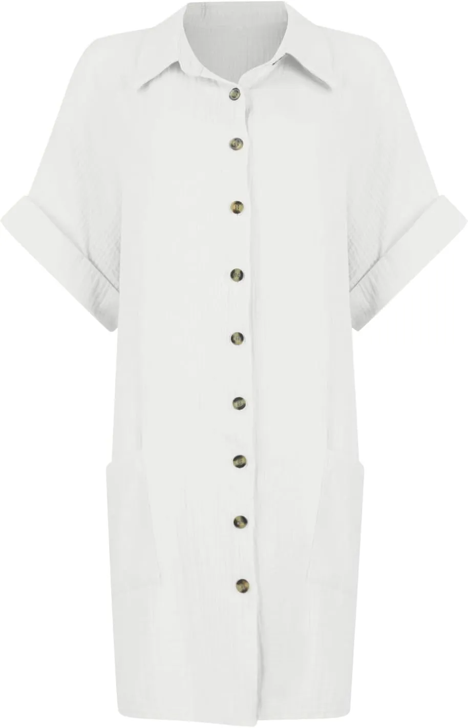 Palaver Summer Dresses for Women 2025 Casual Button Down Short Sleeve Tshirt Dress Boho Vacation Midi Dresses with Pockets