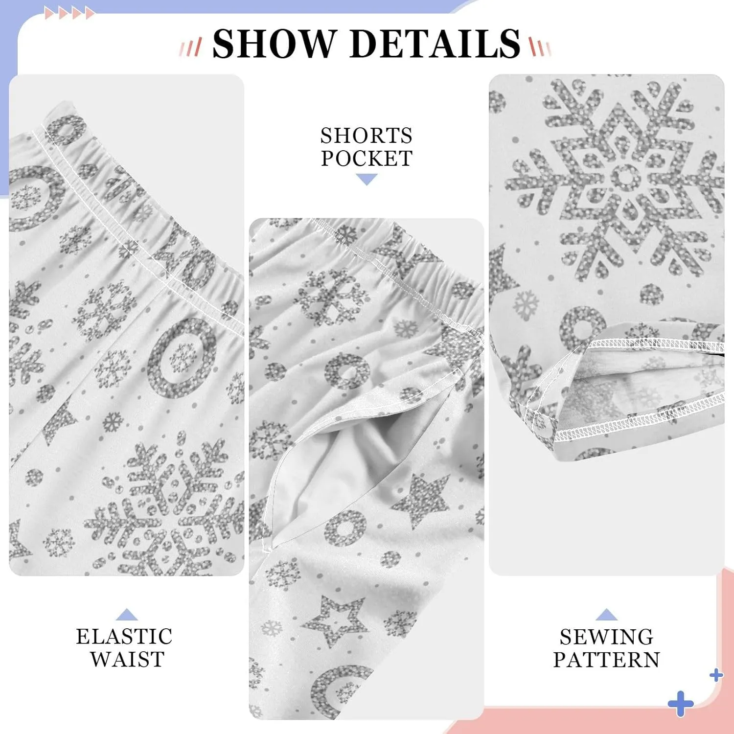 Pigsaly Boys' Pants Christmas Silver Glitter Snowflakes Long Bottoms Stars Sparkles Jogger Pants Elastic Waist Trousers S