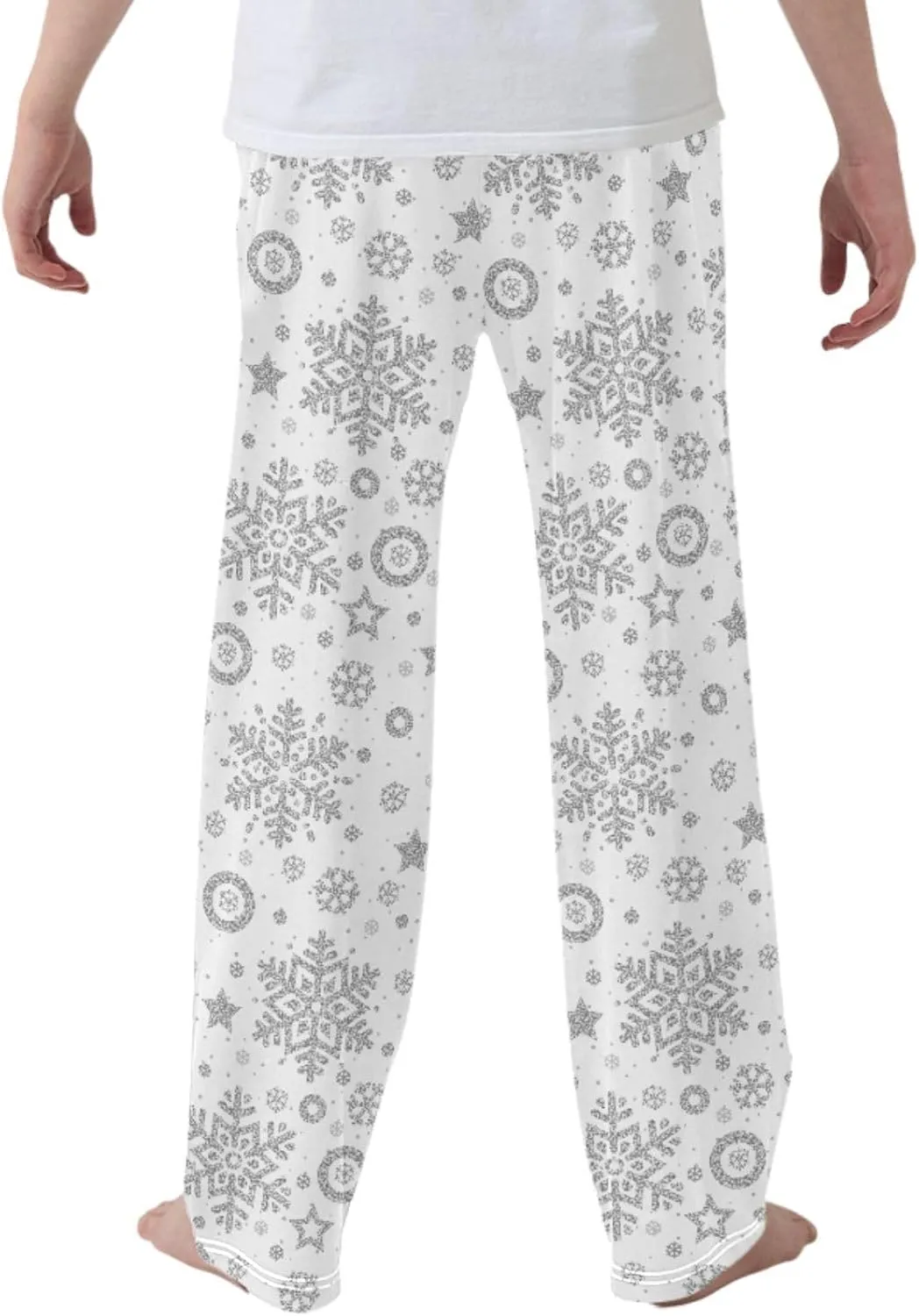 Pigsaly Boys' Pants Christmas Silver Glitter Snowflakes Long Bottoms Stars Sparkles Jogger Pants Elastic Waist Trousers S