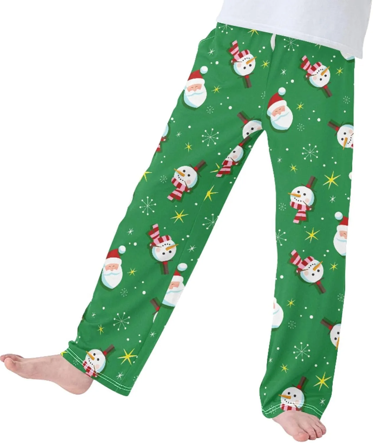 Pigsaly Boys' Pants Christmas Snowman Santa Long Bottoms Winter Snow Gold Star Jogger Pants Elastic Waist Trousers Pockets S